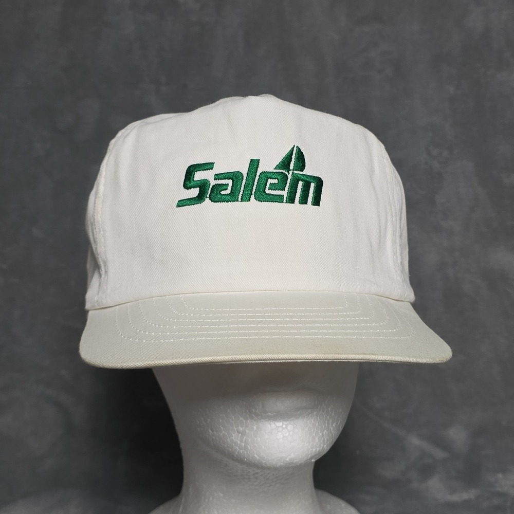 Vintage Salem Snapback‎ Hat White Green Logo 80's 90's
